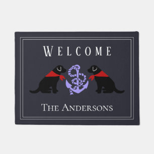 Black Labradors and Anchor Nautical Doormat
