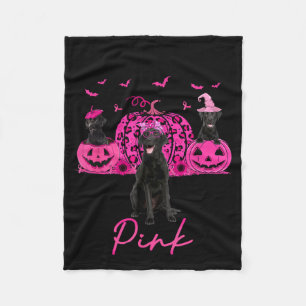 Black Labs Dog Breed In October Wear Pink Fleece Blanket
