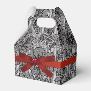 Black Lace 1 and Red Satin Favour Box