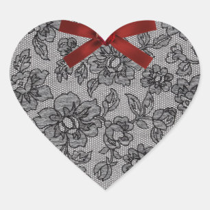 Black Lace 1 and Red Satin Heart Sticker