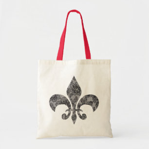 Black Lace 1 Fleur De Lis Tote Bag