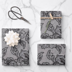 Black Lace 1 Wrapping Paper Sheet