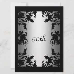 Black Lace 50th Birthday Party Invitation Black