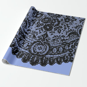 BLACK LACE AND BLUE WRAPPING PAPER