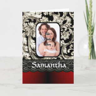 Black lace and damask card