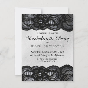 Black Lace and Satin Bachelorette Party Invitation