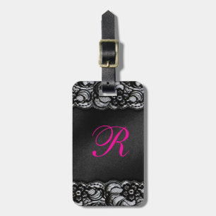 Black Lace and Satin Luggage Tag