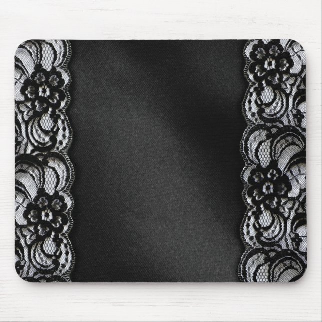 Black Lace and Satin Mouse Mat (Front)