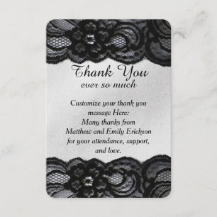 Black Lace and Satin Thank You Cards