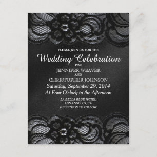 Black Lace and Satin Wedding Invitations