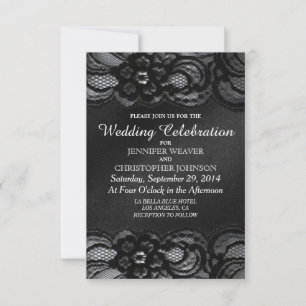 Black Lace and Satin Wedding Invitations
