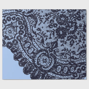 BLACK LACE AND TWILIGHT BLUE GIFT WRAPPING PAPER