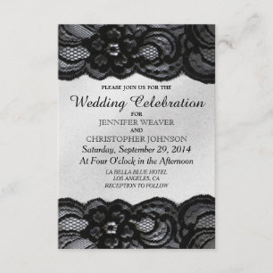 Black Lace and White Satin Wedding Invitations