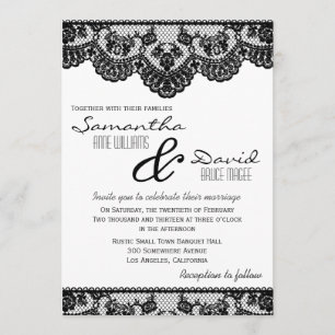 Black Lace and White Wedding Invitation