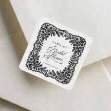 Black Lace Bridal Shower Favour Sticker