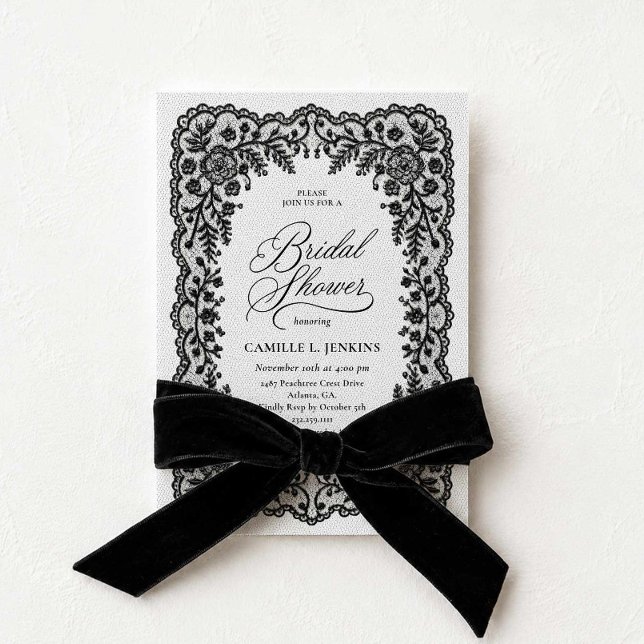 Black Lace Bridal Shower Invitation (Elegant Black Lace Bridal Shower Invitation)