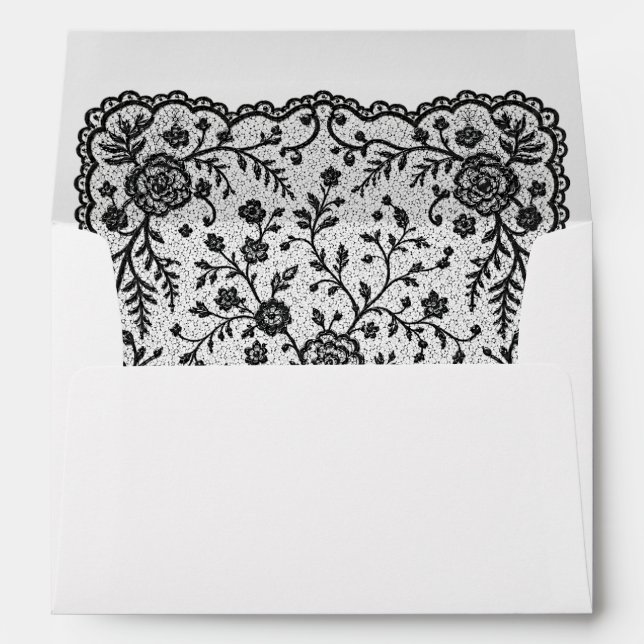 Black Lace Bridal Shower Invitation Envelope (Back (Bottom))