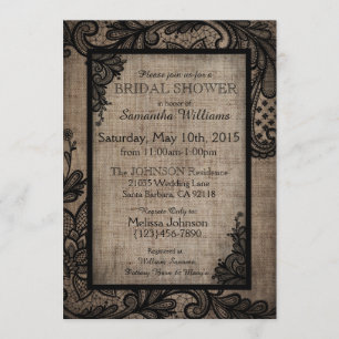 Black Lace Buralp Modern Goth Bridal Shower Invitation