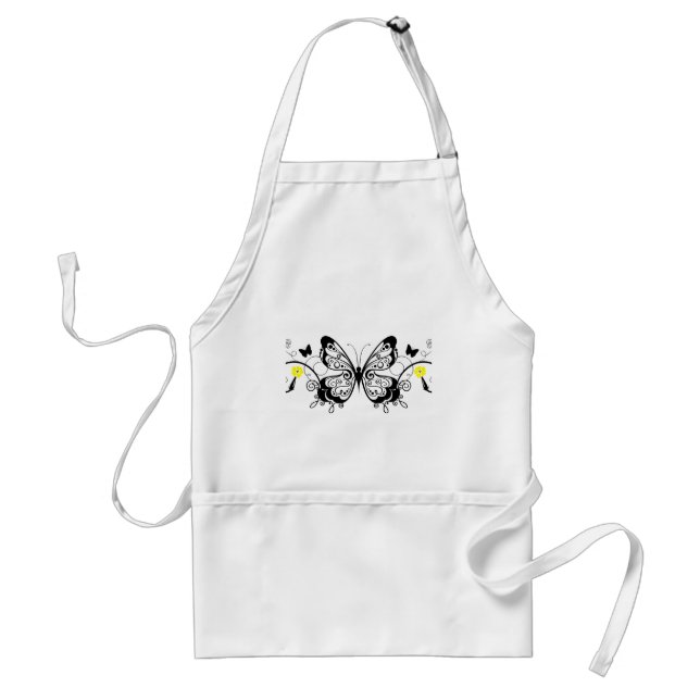Black Lace Butterflies 10 Standard Apron (Front)