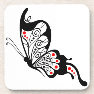 Black Lace Butterflies 2 Coaster