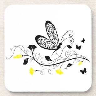 Black Lace Butterflies 3 Coaster