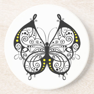 Black Lace Butterflies 5 Coaster