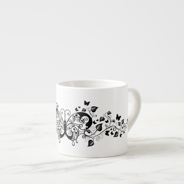 Black Lace Butterflies 9 Espresso Cup (Front Right)