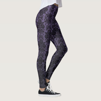 Black Lace Damask Pattern Leggings