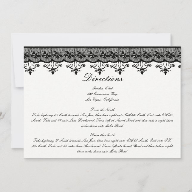 Black Lace Direction Cards (Front)