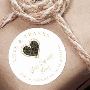 Black Lace Effect Heart Love & Thanks Supporting  Classic Round Sticker