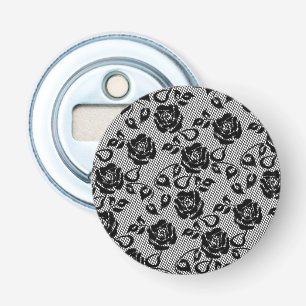 Black Lace Fishnet Bottle Opener with Roses