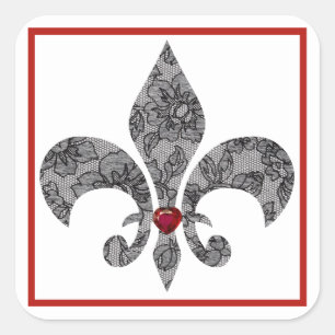 Black Lace Fleur De Lis Sticker