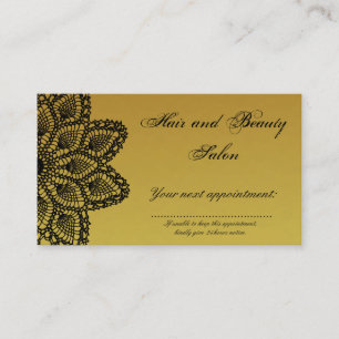 Black Lace Gold Hair and Beauty Salon Appointment Card