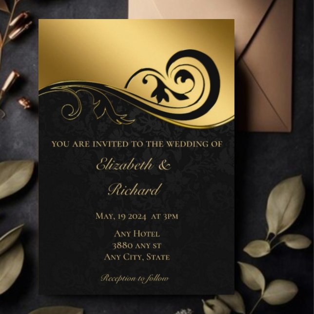 Black lace golden wedding invitation  (Creator Uploaded)