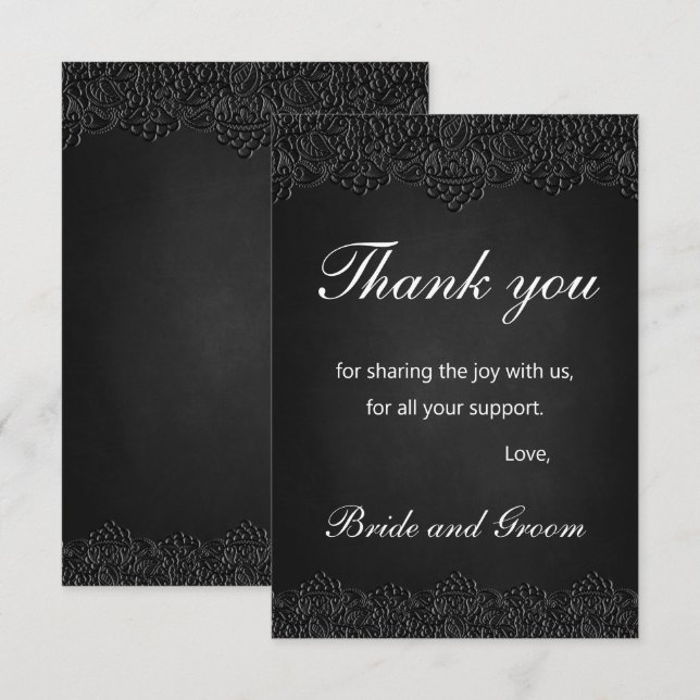 Black Lace Gothic Victorian Wedding Thank You Card (Front/Back)