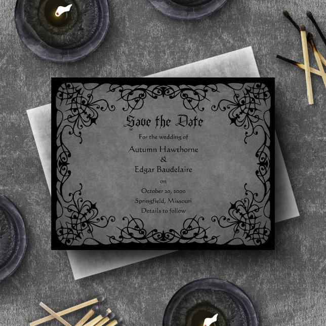 Black Lace Gothic Wedding Save The Date (Creator Uploaded)