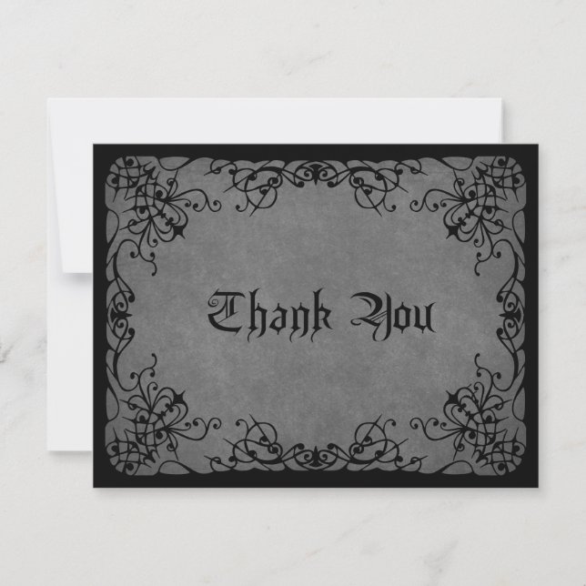 Black Lace Gothic Wedding Thank You Card (Front)