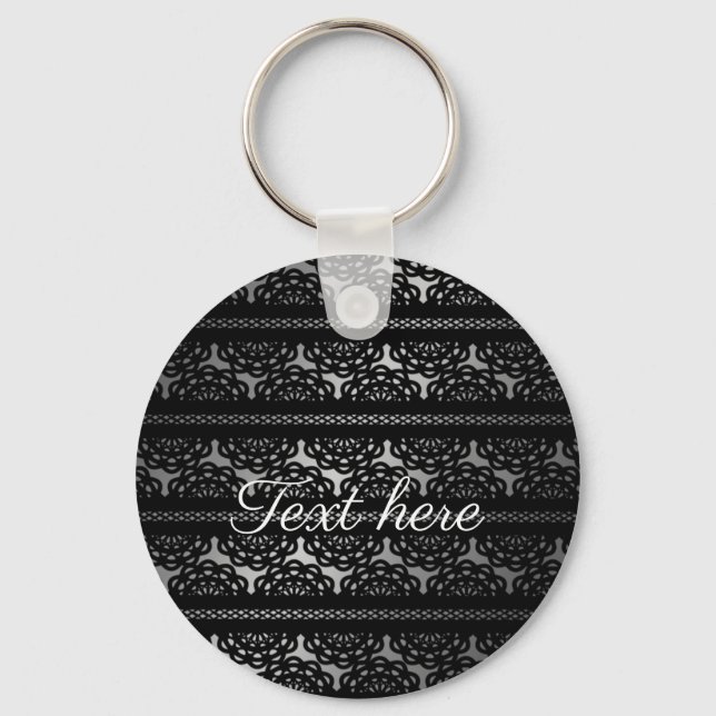 Black Lace Grey and White Gradient Personalised Key Ring (Front)