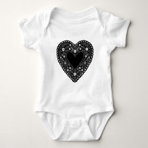Black Lace Heart Baby Bodysuit