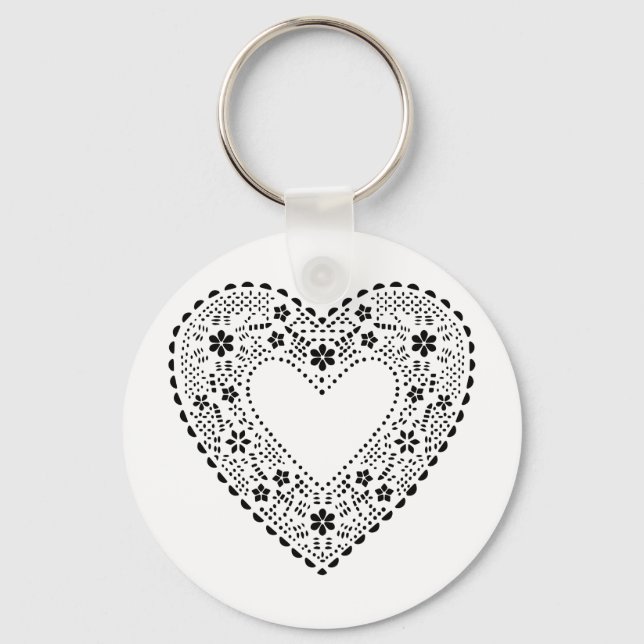 Black Lace Heart Key Ring (Front)