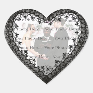 Black Lace Heart Photo Stickers