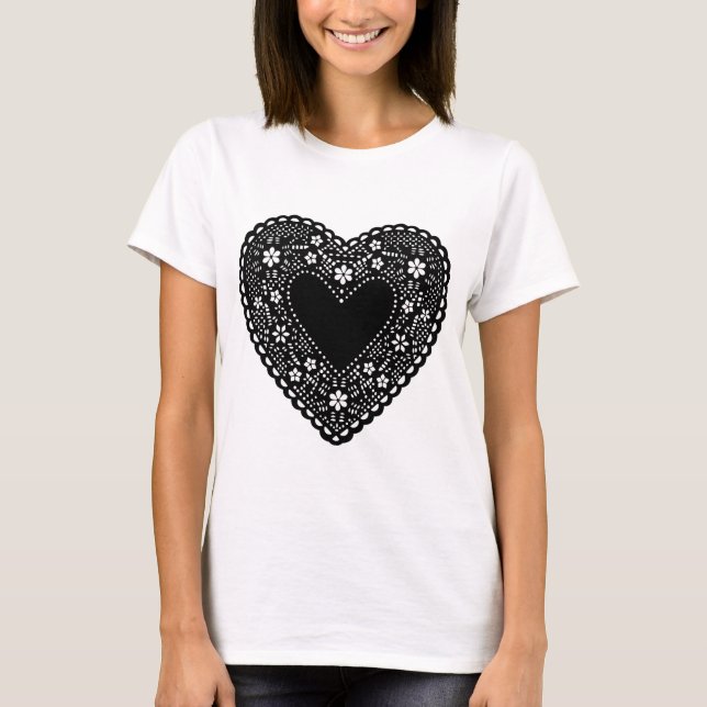 Black Lace Heart T-Shirt (Front)