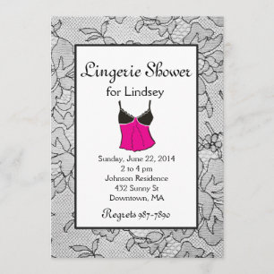 Black Lace Lingerie Bridal Shower Invites
