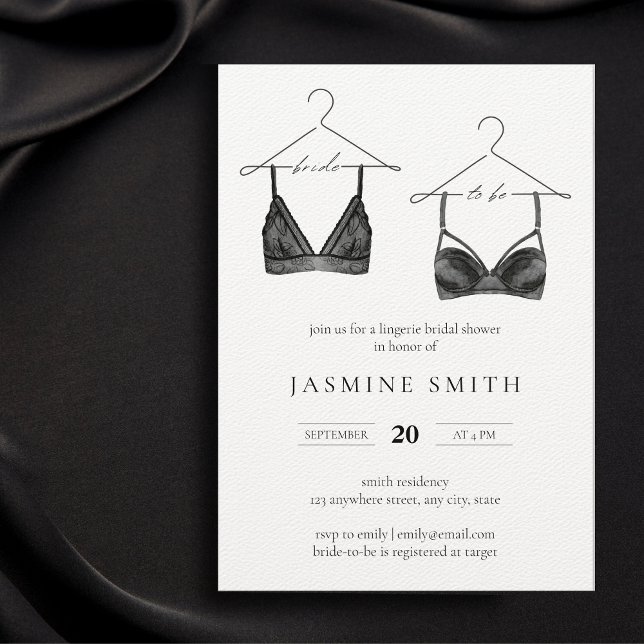 Black Lace Lingerie Bridal Shower Modern Invitation (Creator Uploaded)