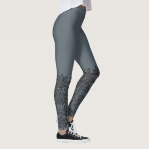Black Lace Look Edges on Slate Leggings