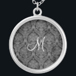 Black Lace Monogram Sterling Silver Necklace<br><div class="desc">Beautiful  Lace Sterling Silver Necklace - background colour can be changed..  Great as a wedding favour,  wedding gift,  birthday gift or holiday gift.</div>