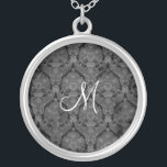 Black Lace Monogram Sterling Silver Necklace<br><div class="desc">Beautiful  Lace Sterling Silver Necklace - background colour can be changed..  Great as a wedding favour,  wedding gift,  birthday gift or holiday gift.</div>