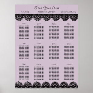 Black Lace on Soft Lavender Custom Seating Chart