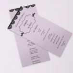 Black Lace on Soft Lavender Custom Wedding Programme<br><div class="desc">These beautiful wedding programs are easy to customise with all of your ceremony details. My black lace illustrations are set against a soft lavender background for a stylish, modern look. The two sided program cards have the bride and groom's names on the front as well as the ceremony schedule of...</div>