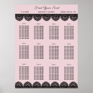 Black Lace on Soft Pink Custom Seating Chart